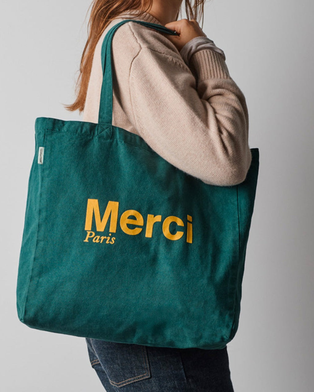 Merci - Tote Bag En Coton - Forêt & Jaune