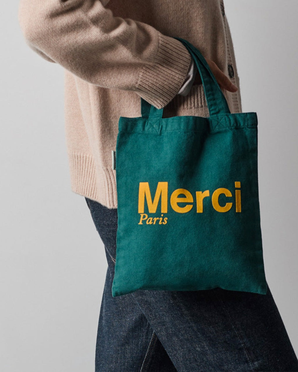 Merci - Tote Bag En Coton - Forêt & Jaune