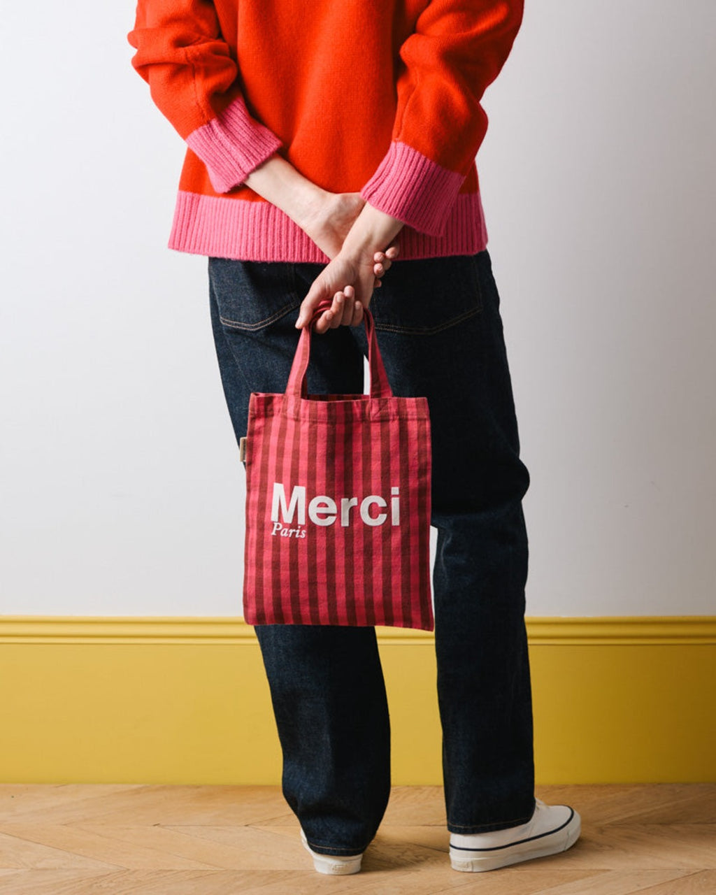 Merci - Tote Bag En Coton - Rose, Vin & Crème
