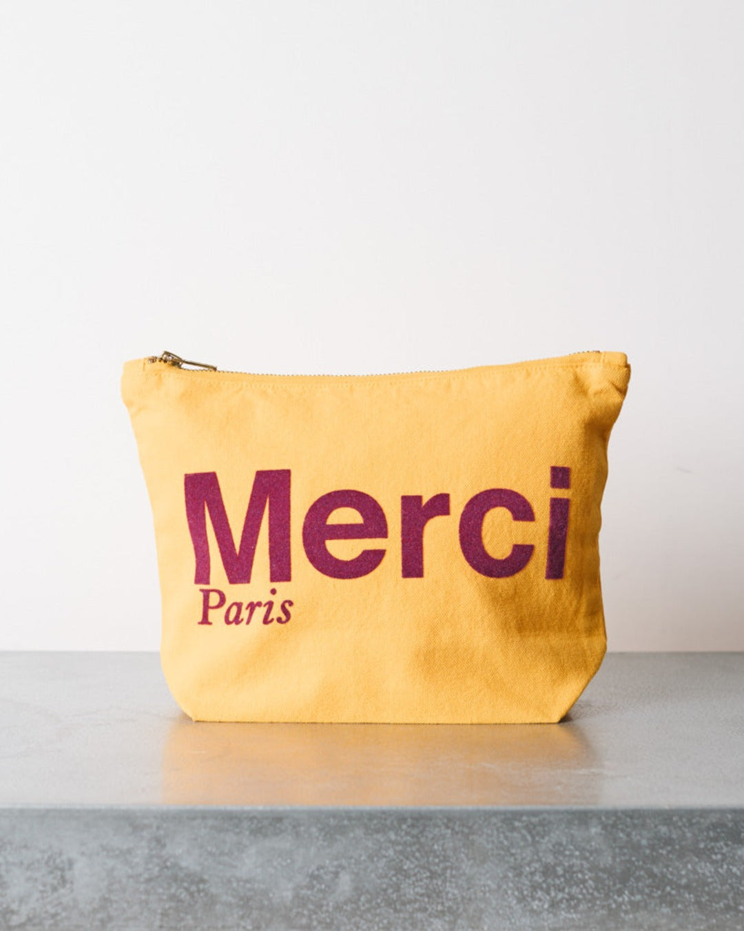Merci - Cotton pouch - Yellow & Plum