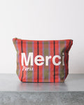 Merci - Pochette En Coton - Rose, Vert & Crème