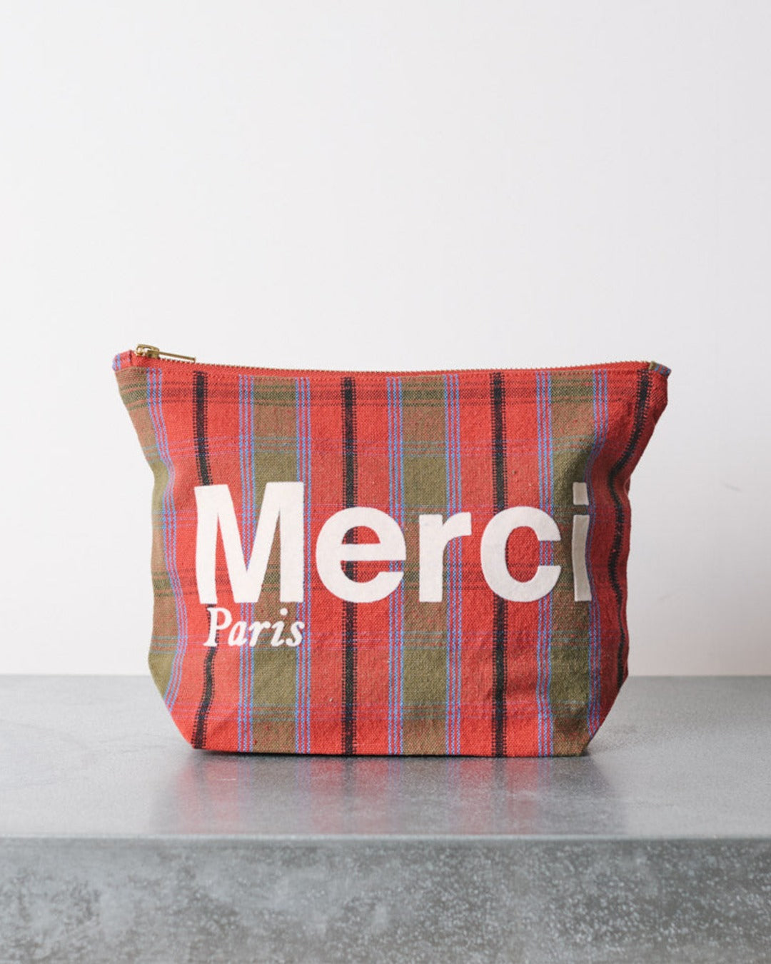 Merci - Pochette En Coton - Rose, Vert & Crème