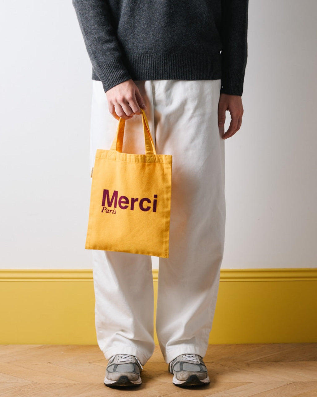 Merci - Tote Bag En Coton - Jaune & Prune