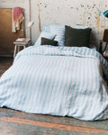 Merci - Housse De Couette En Lin Lavé - Rayures Toile Bleu Primaire