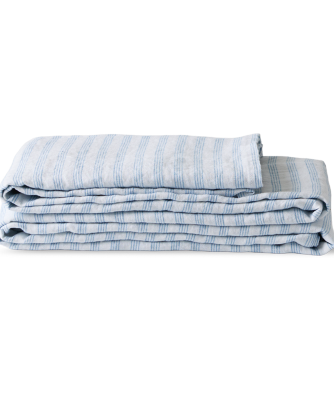 Merci - Washed linen tablecloth - Primary Blue Paintbrush Stripes