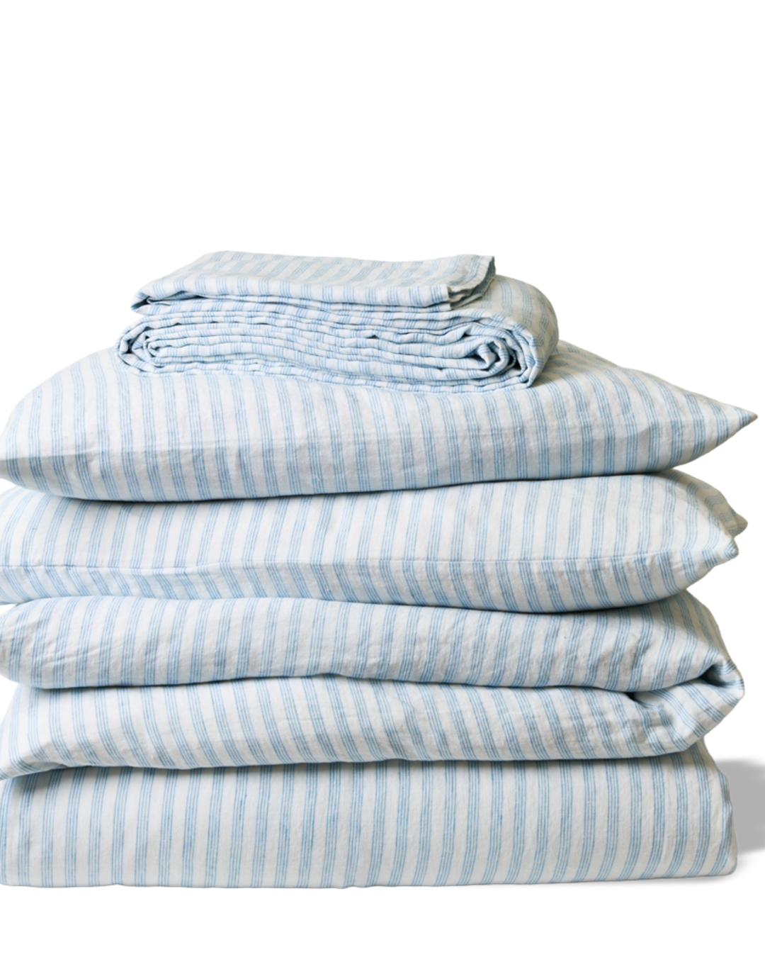 Merci - Washed linen duvet cover - Primary Blue Paintbrush Stripes