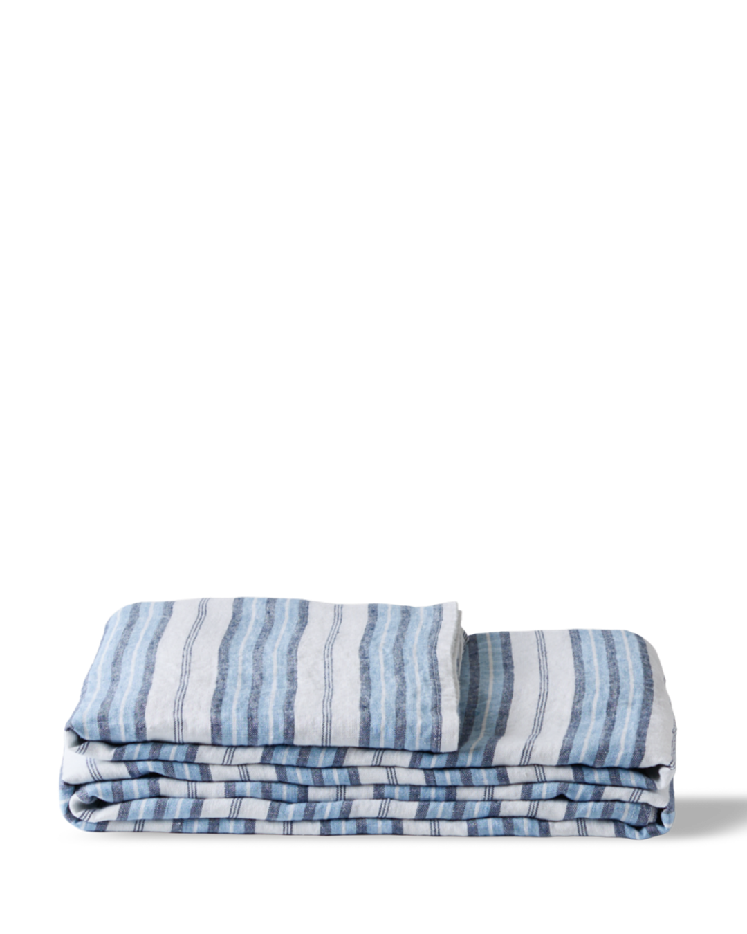 Merci - Nappe En Lin Lavé - Rayures Palette Bleu Primaire