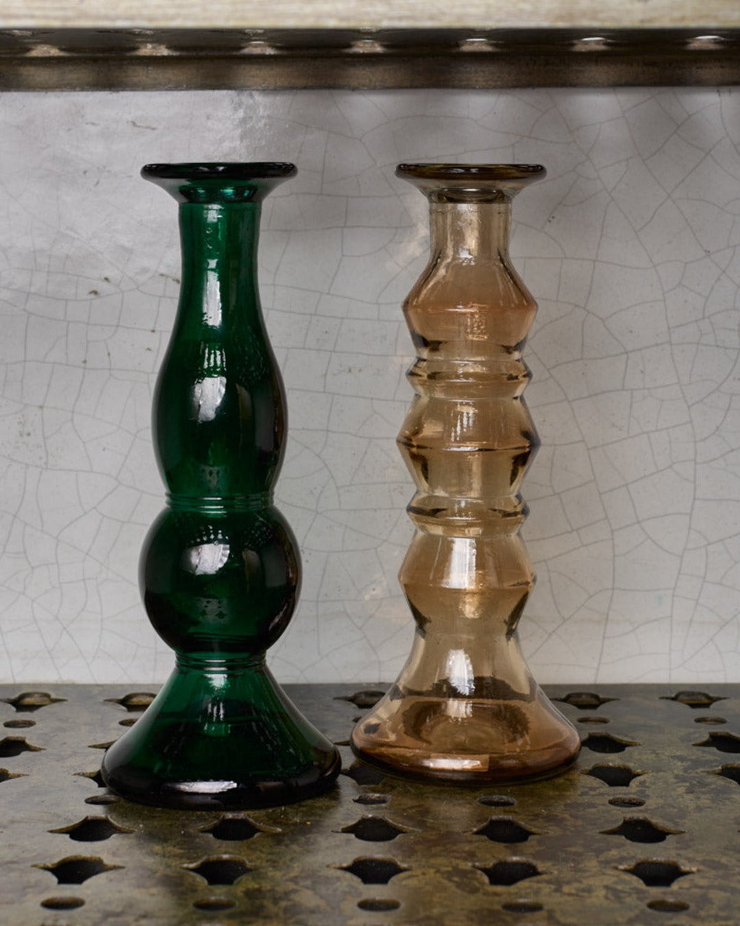 Vidrios San Miguel - Recycled glass candlestick - Mon - Brown