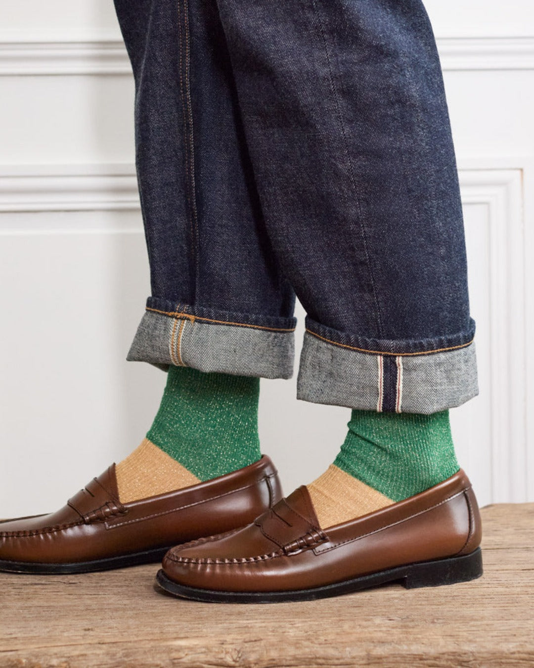 Merci - Chaussettes Ludo - Vert & Or