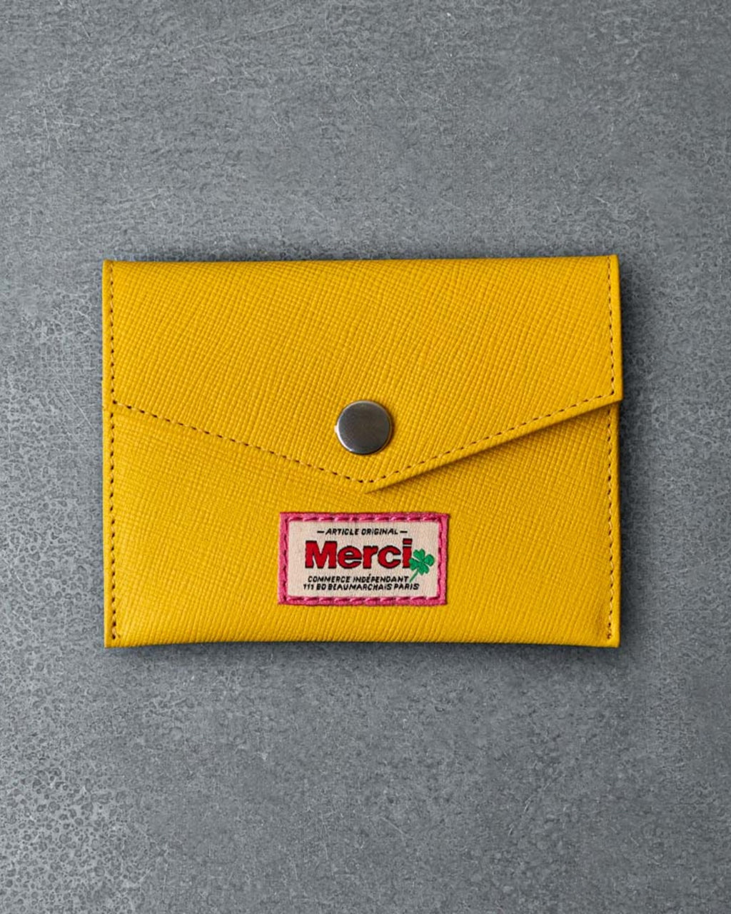 Merci - Porte Carte À Rabat - Jaune