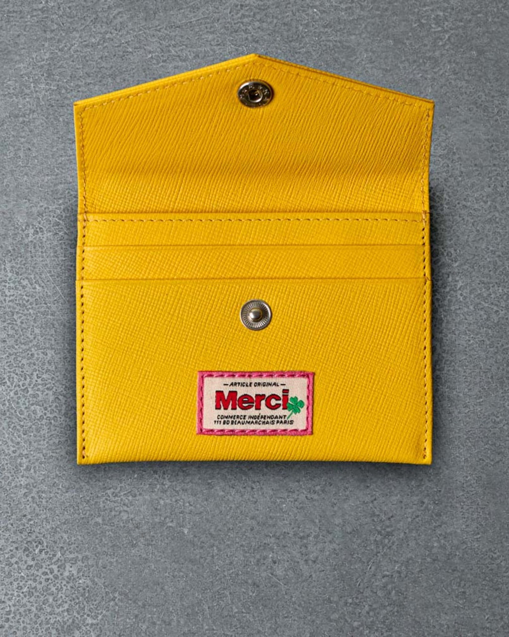 Merci - Porte Carte À Rabat - Jaune