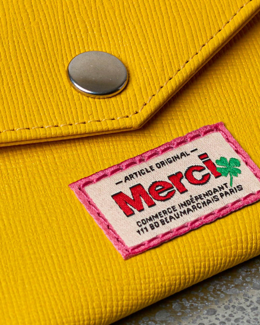 Merci - Porte Carte À Rabat - Jaune