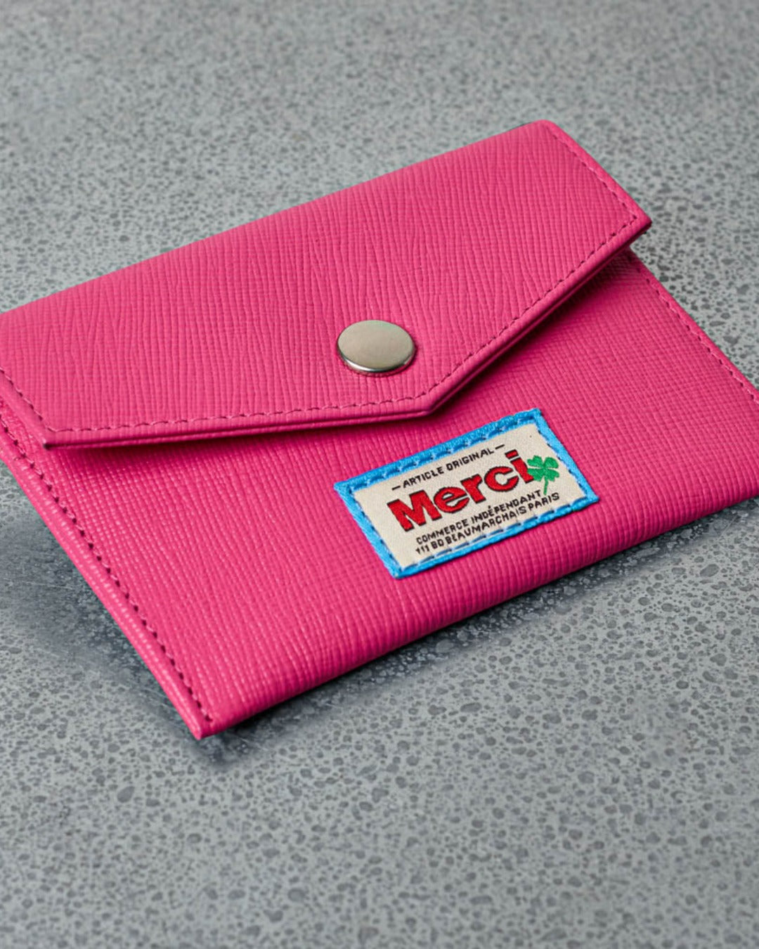 Merci - Porte Carte À Rabat - Rose