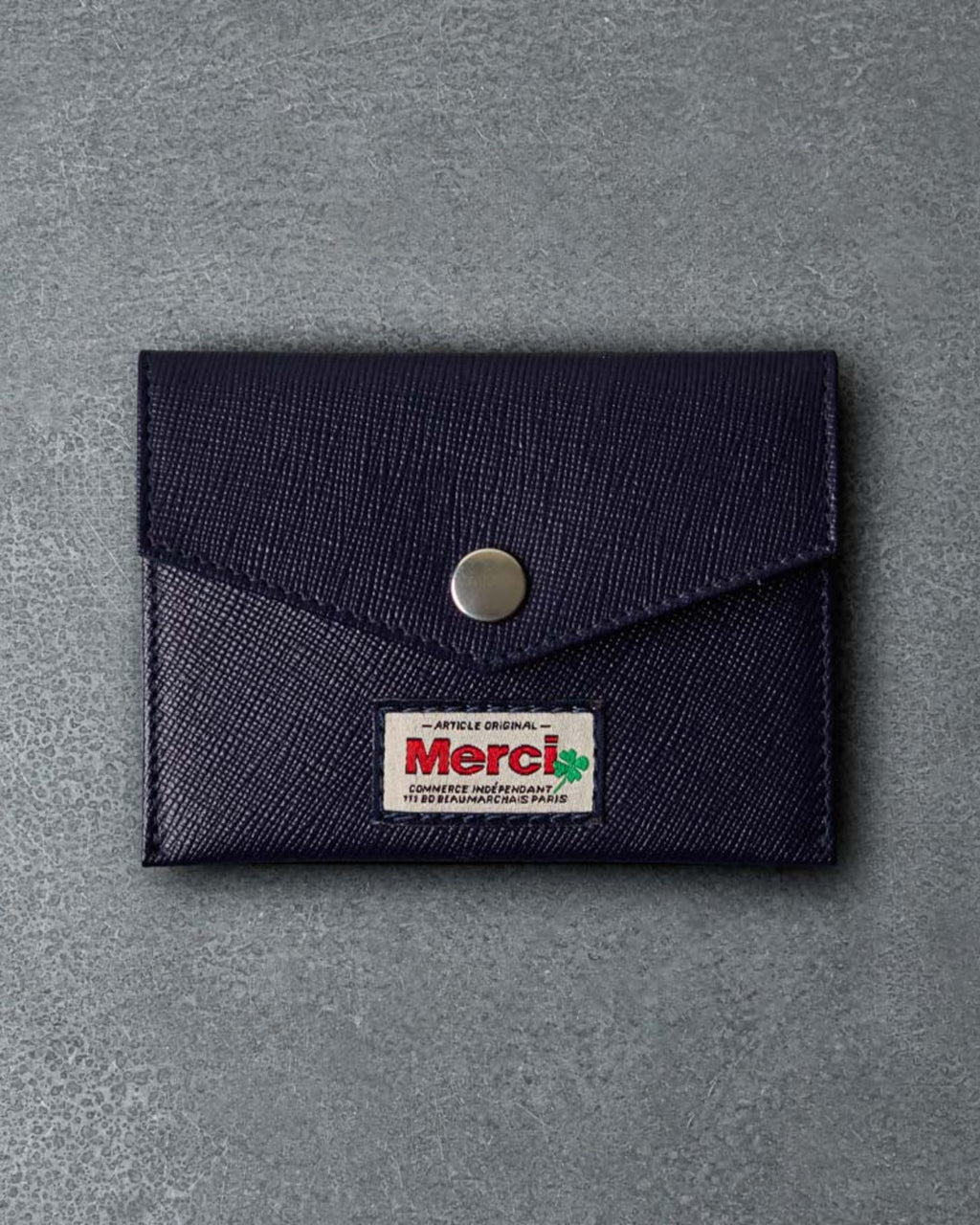 Merci - Porte Carte À Rabat - Marine