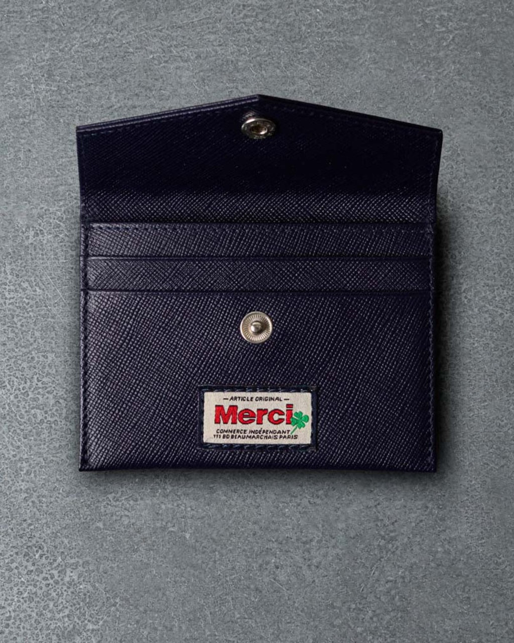 Merci - Porte Carte À Rabat - Marine