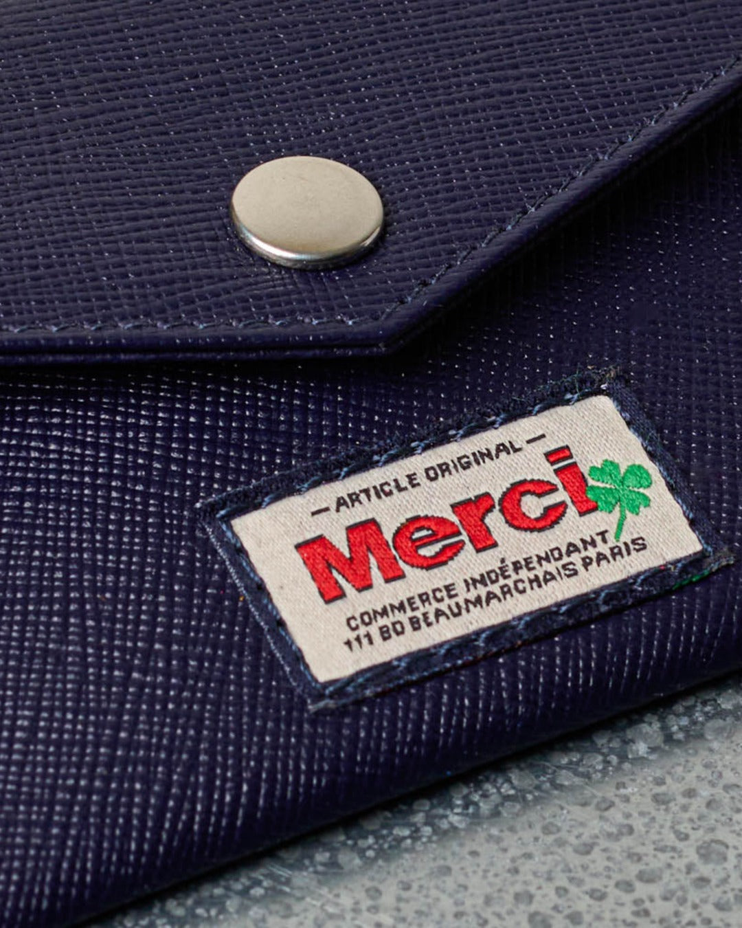 Merci - Porte Carte À Rabat - Marine