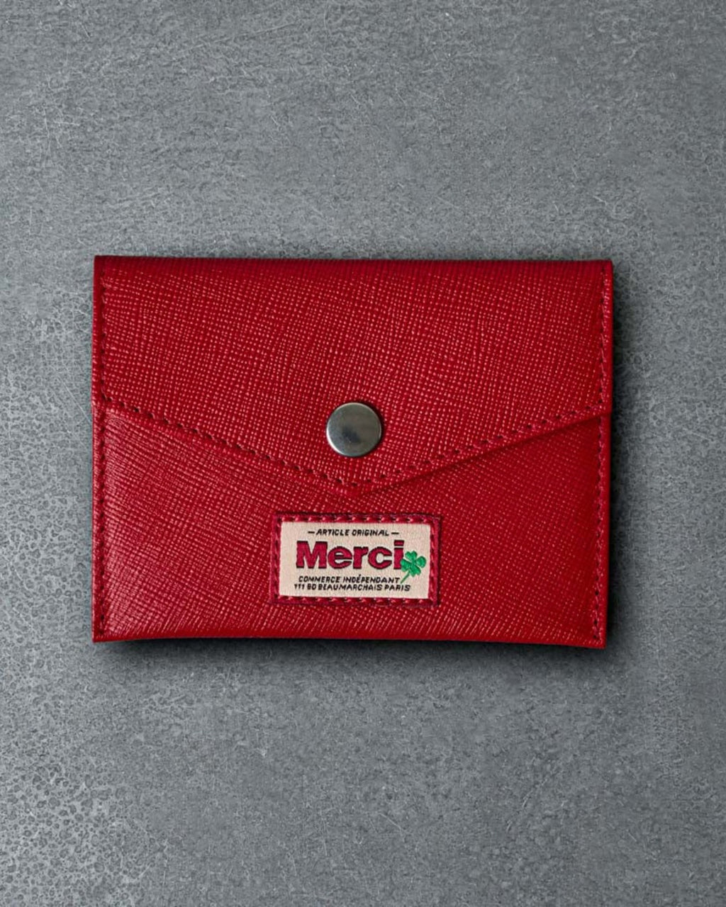 Merci - Porte Carte À Rabat - Rouge