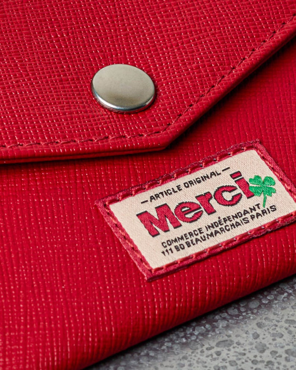 Merci - Porte Carte À Rabat - Rouge