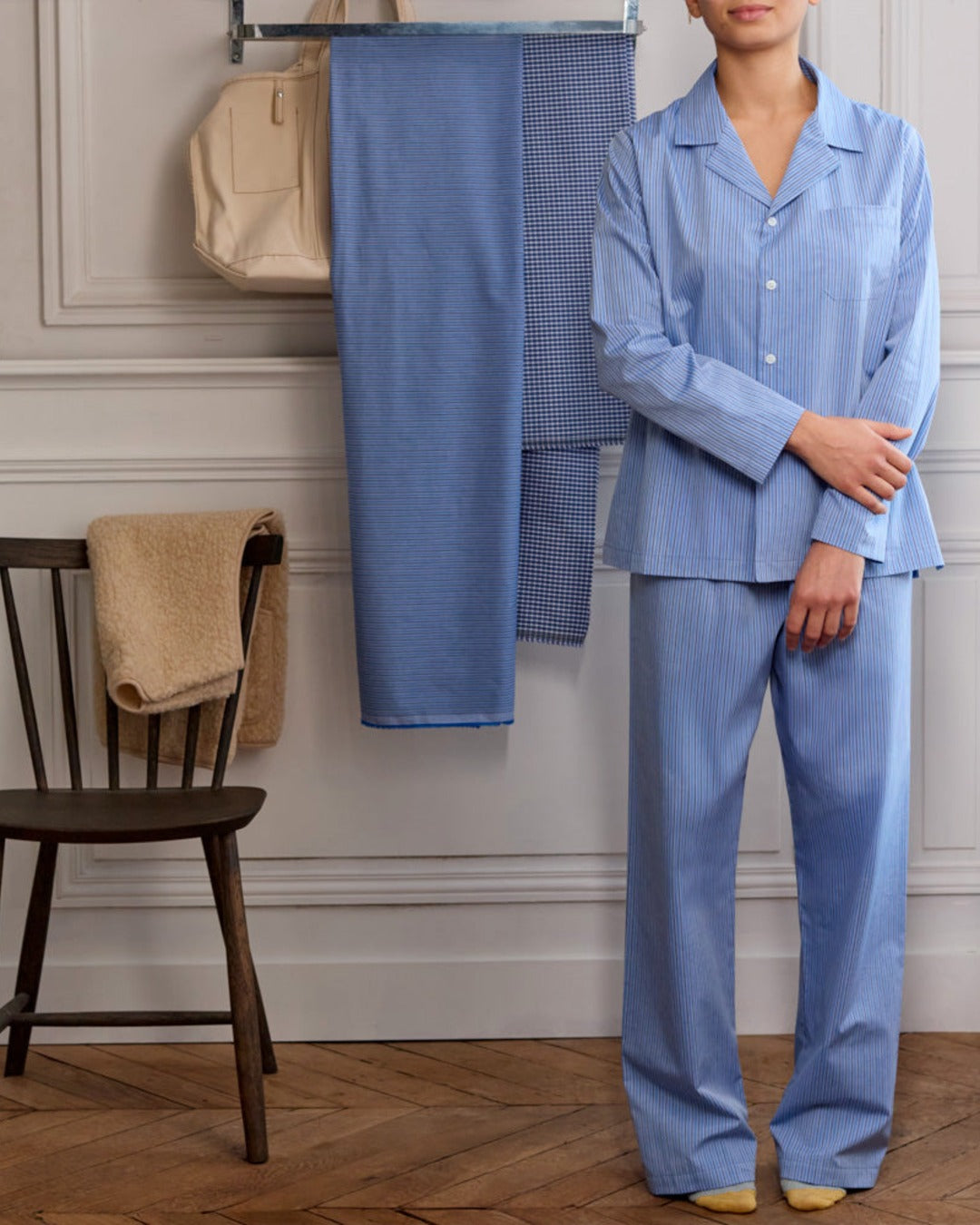 Merci - Pyjama En Coton - Rayures Triples Bleu