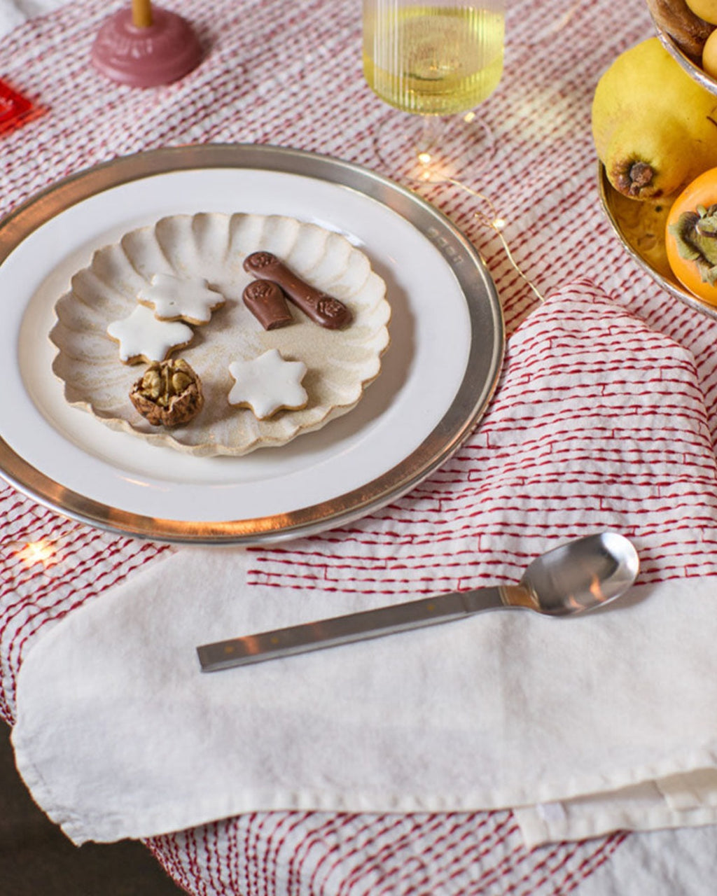 Merci - Washed Linen Napkin - Vermilion Red Stripes