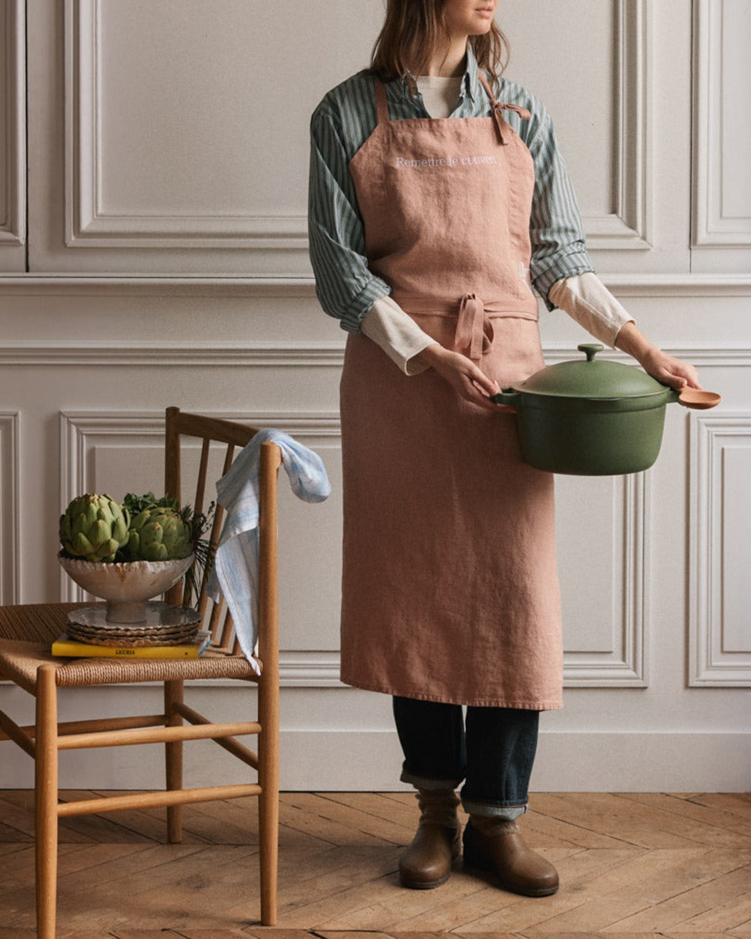 Merci x Our Place - Tablier En Lin Lavé - Rose Argile
