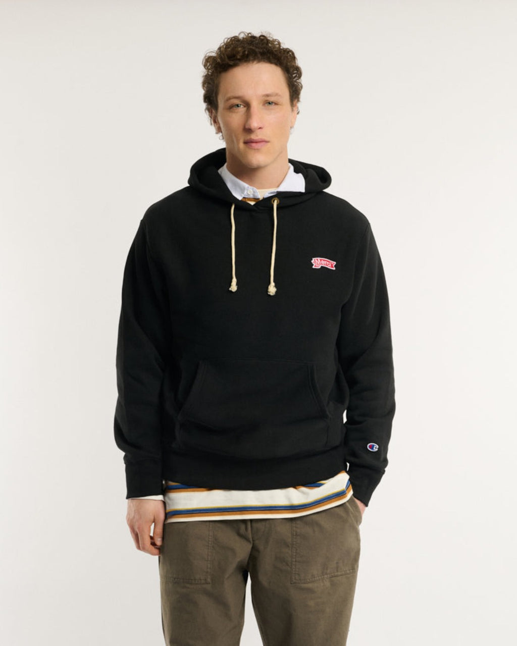 Merci x Champion - Sweat À Capuche Merci Patch - Noir