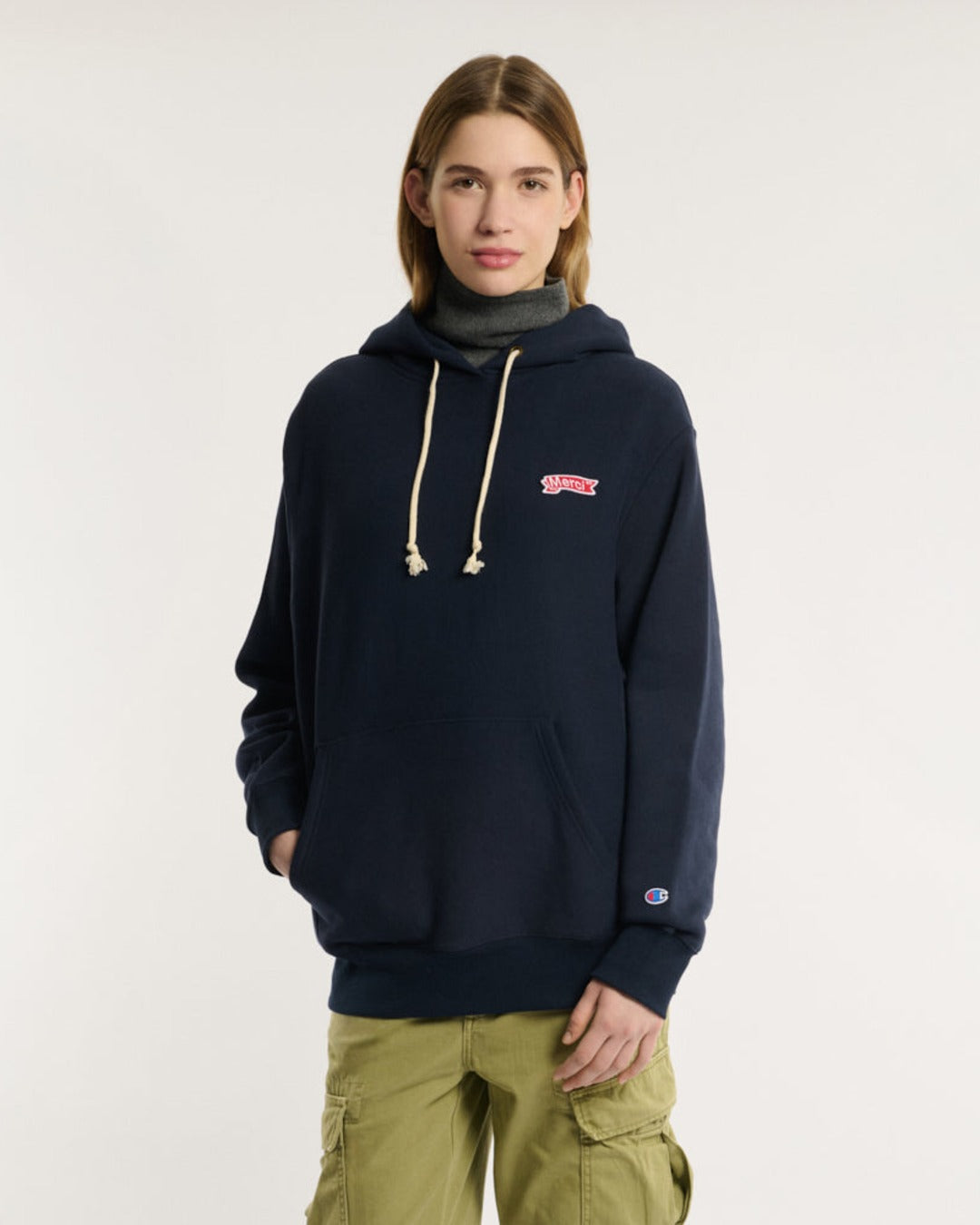 Merci x Champion - Merci Patch Hoodie - Navy