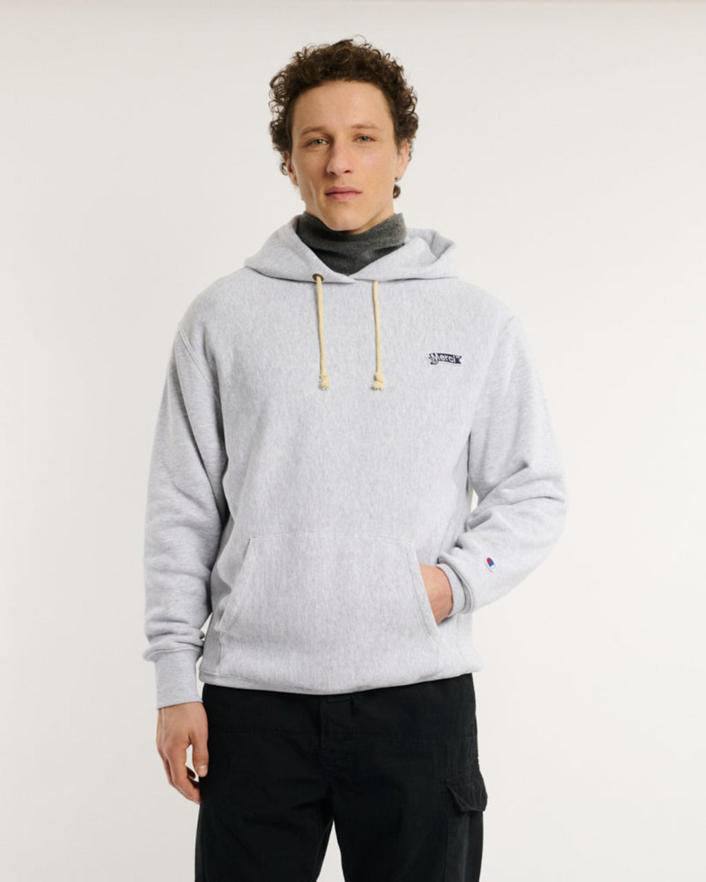 Merci x Champion - Sweat À Capuche Merci Patch- Gris