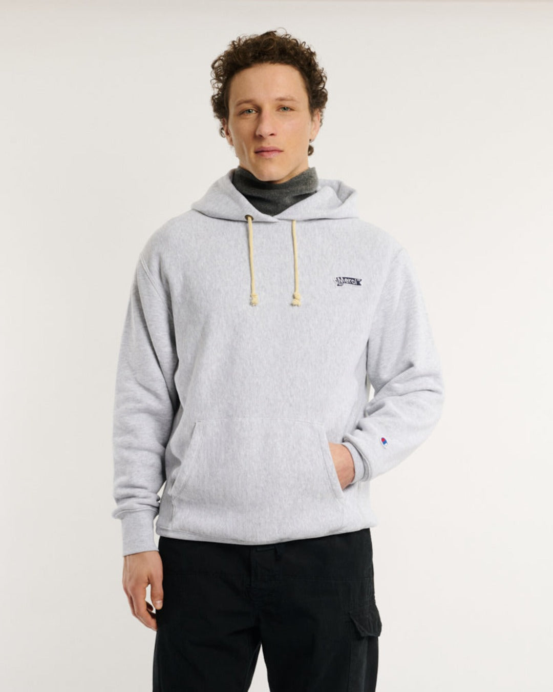 Merci x Champion - Sweat À Capuche Merci Patch- Gris