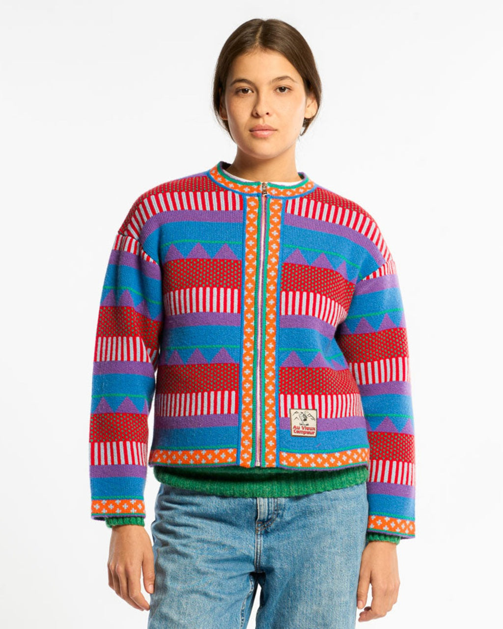 Au Vieux Campeur - Congés Payés - Cardigan Nicole - Bleu & Rouge