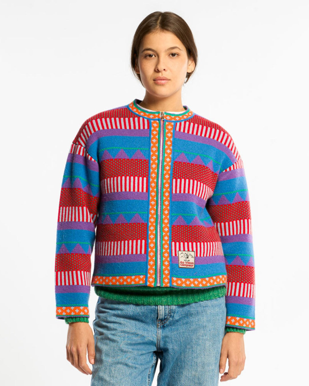 Au Vieux Campeur - Congés Payés - Cardigan Nicole - Bleu & Rouge