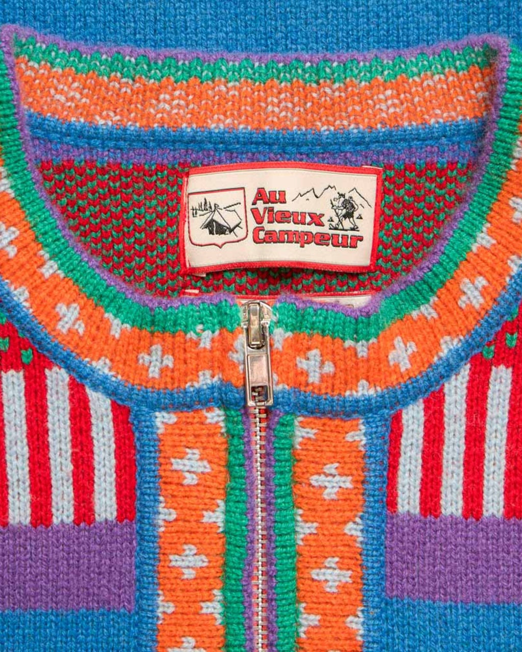 Au Vieux Campeur - Congés Payés - Cardigan Nicole - Bleu & Rouge
