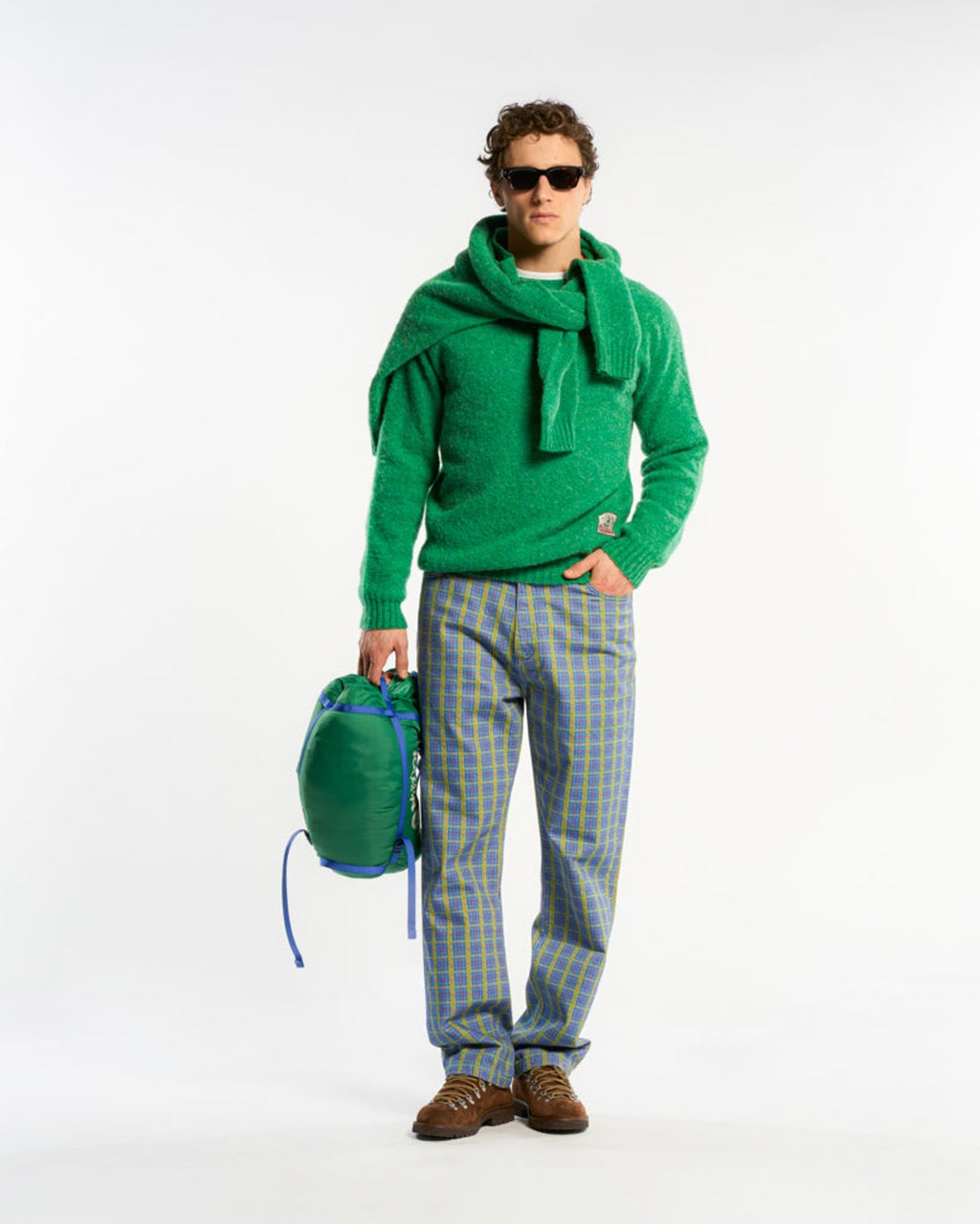 Au Vieux Campeur - Congés Payés - Pantalon À Carreaux Edgar - Vert Rouge & Bleu