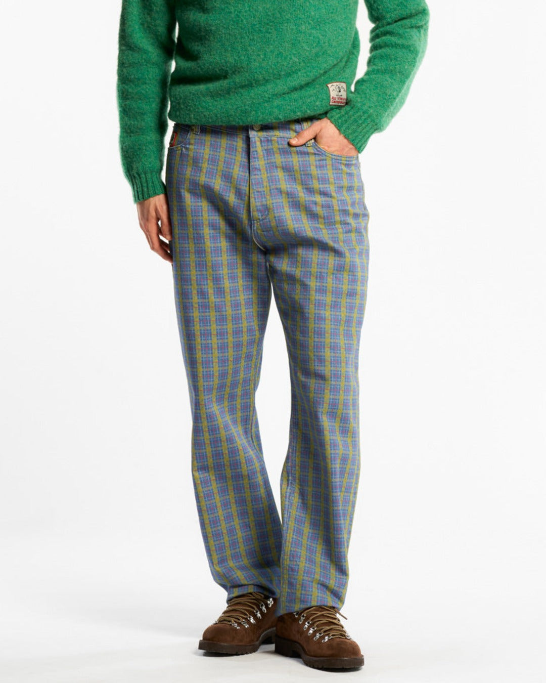 Au Vieux Campeur - Congés Payés - Pantalon À Carreaux Edgar - Vert Rouge & Bleu
