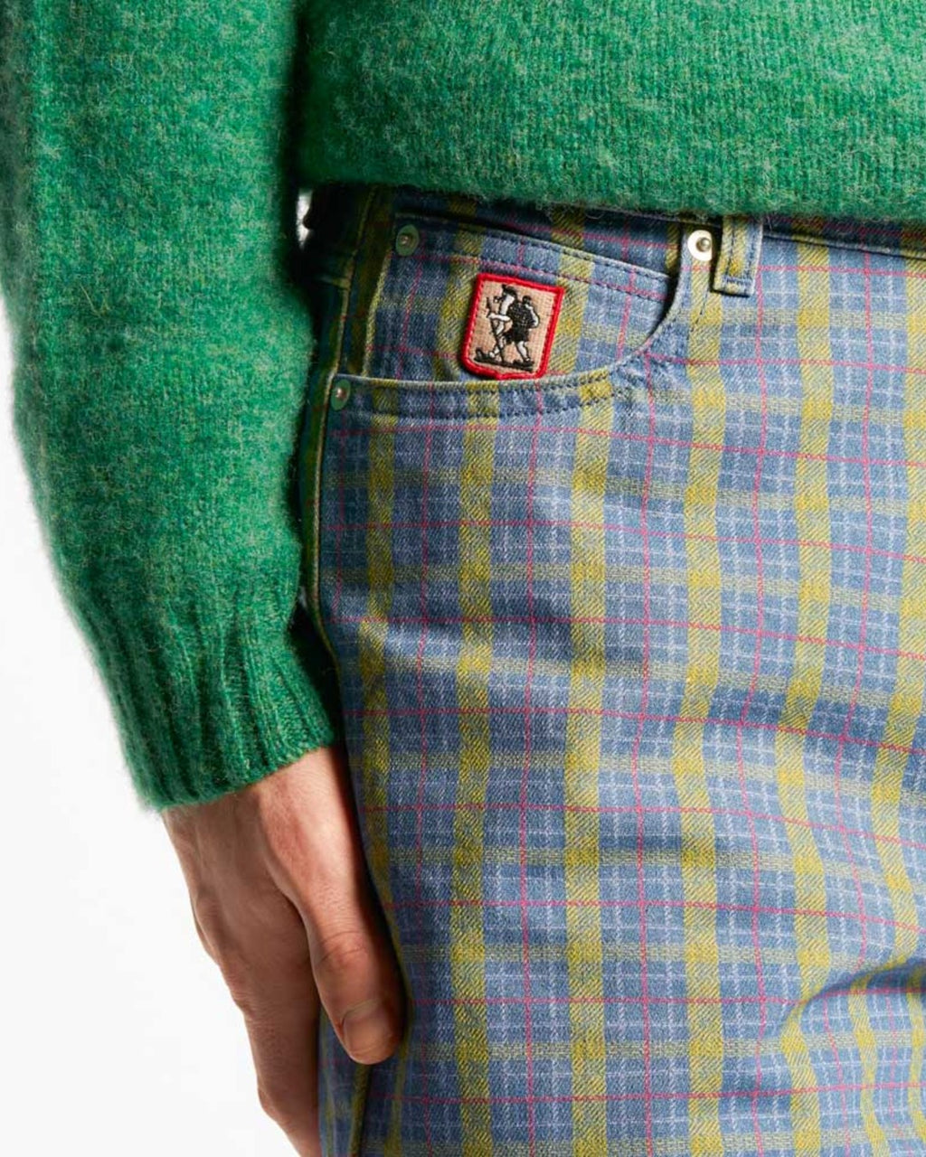 Au Vieux Campeur - Congés Payés - Pantalon À Carreaux Edgar - Vert Rouge & Bleu