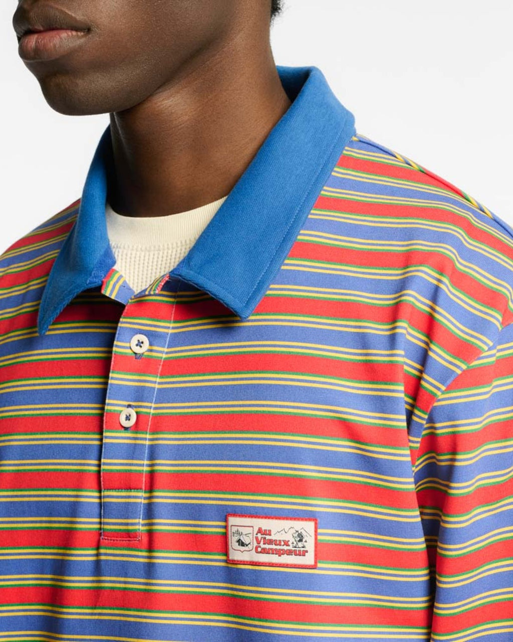 Au Vieux Campeur - Congés Payés - Roger Striped Polo - Green Red & Blue