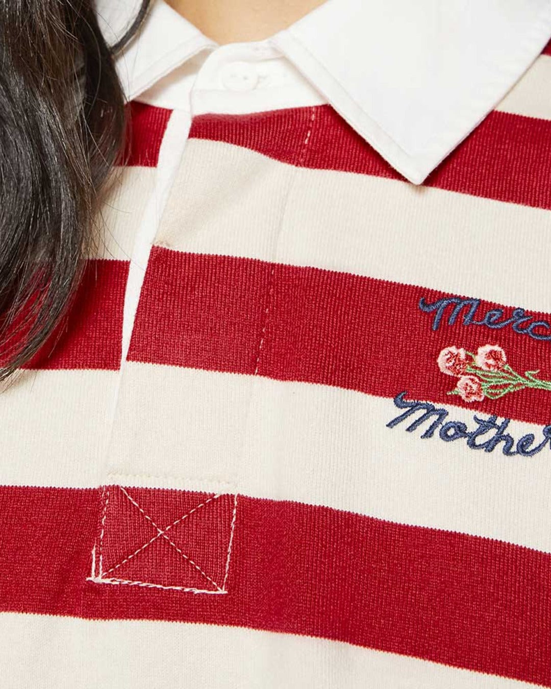 Merci x Mother - Mother x Merci - The Boxy Match Striped Polo - Red