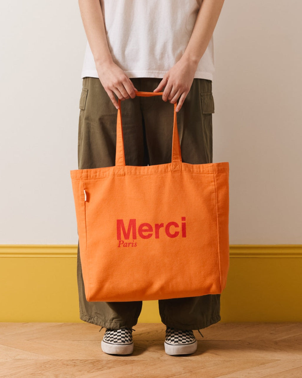 Merci - Tote Bag En Coton - Abricot & Framboise