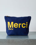Merci - Cotton pouch - Midnight Blue & Banana