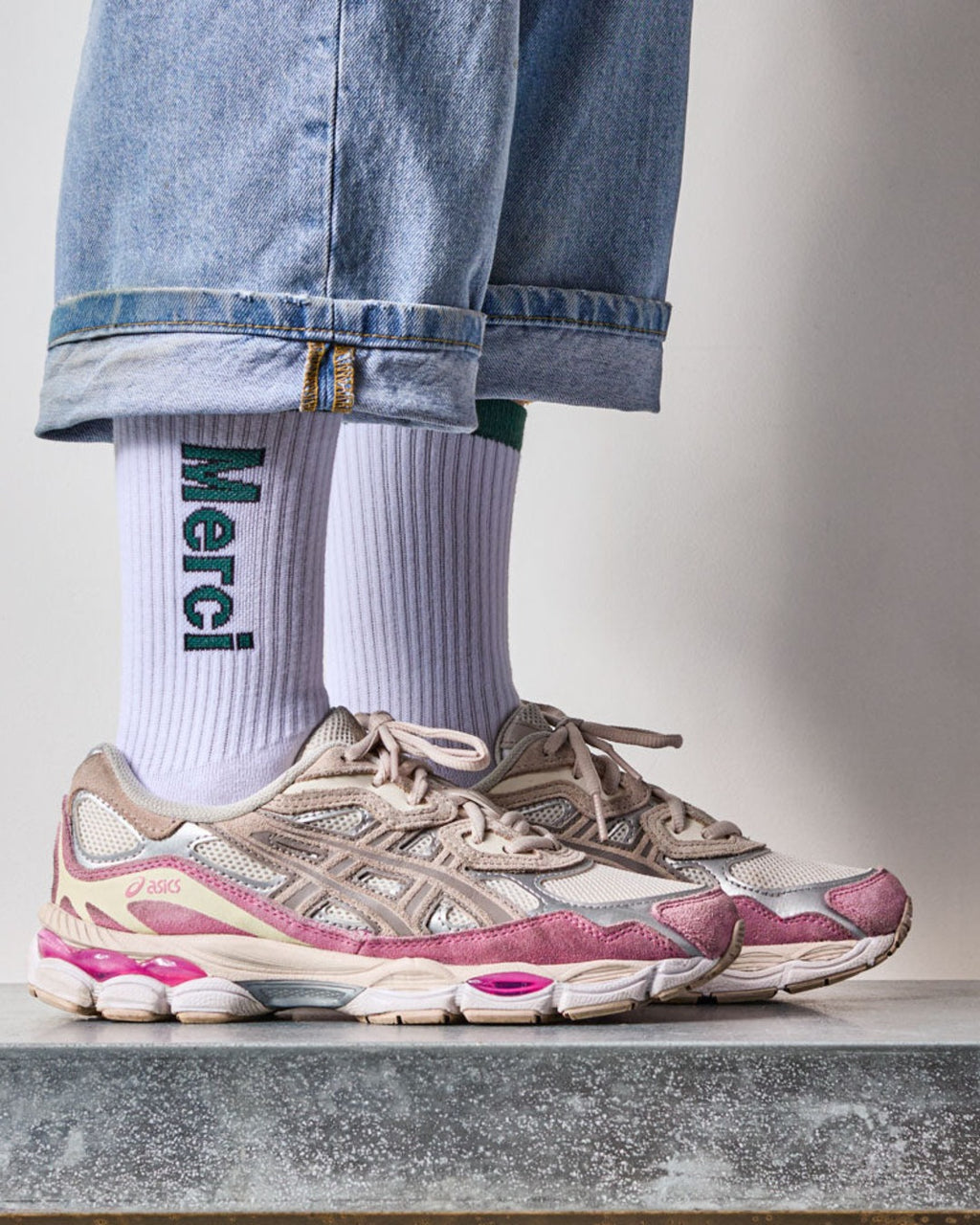 Merci - Scrappy Socks - White Green