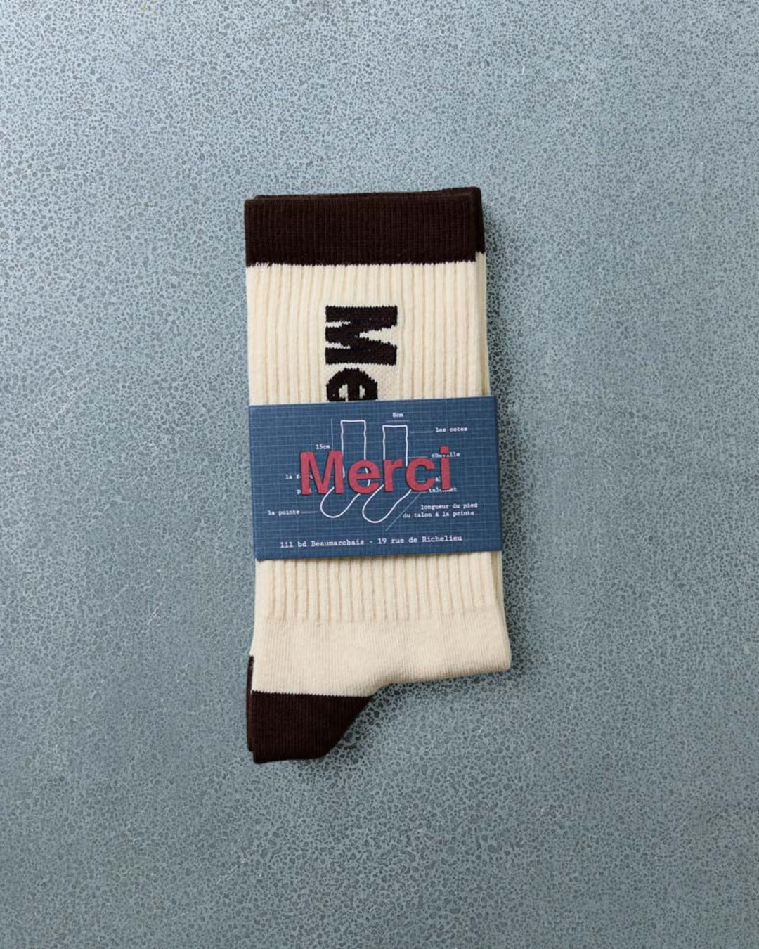 Merci - Chaussettes Scrappy - Ecru Marron
