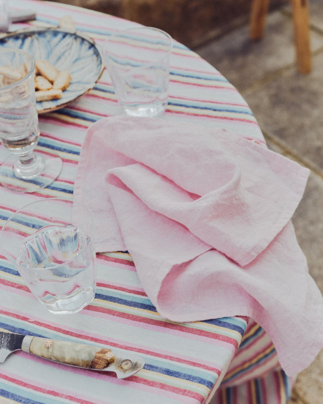 Merci - Serviette De Table En Lin Lavé - Rose Granité