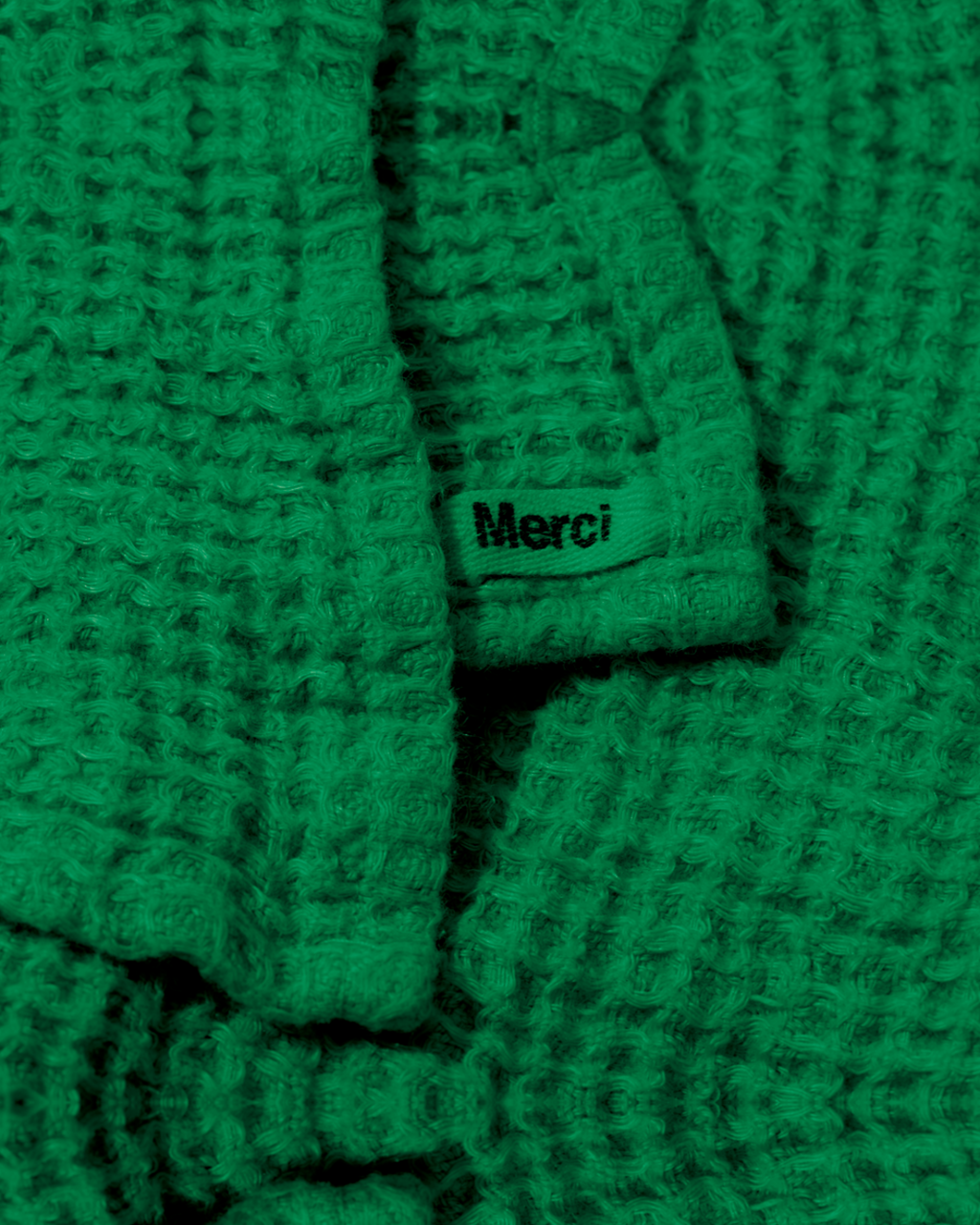 Merci - Linen bath towel - Waffle - Vegetable Green