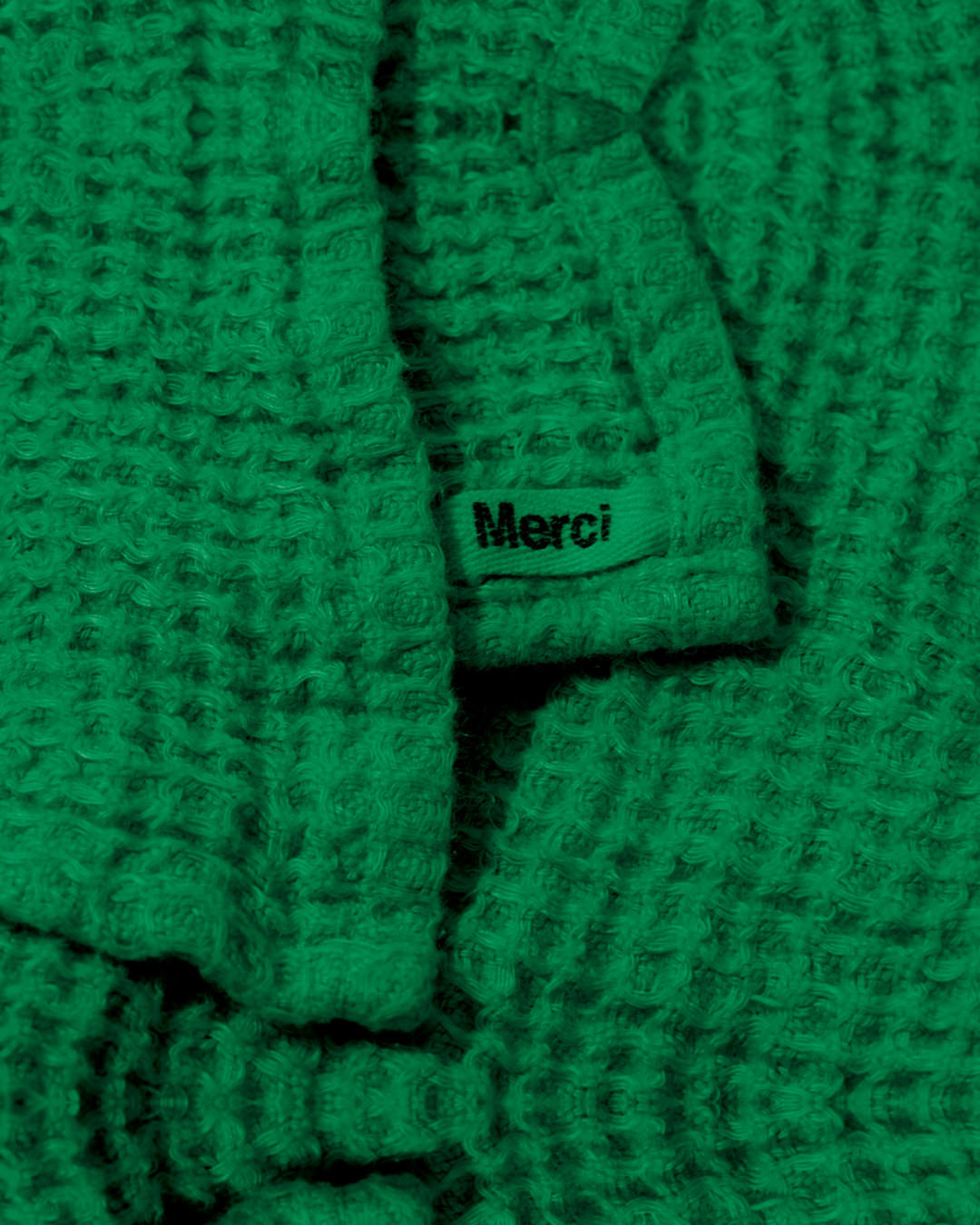 Merci - Linen bath towel - Waffle - Vegetable Green