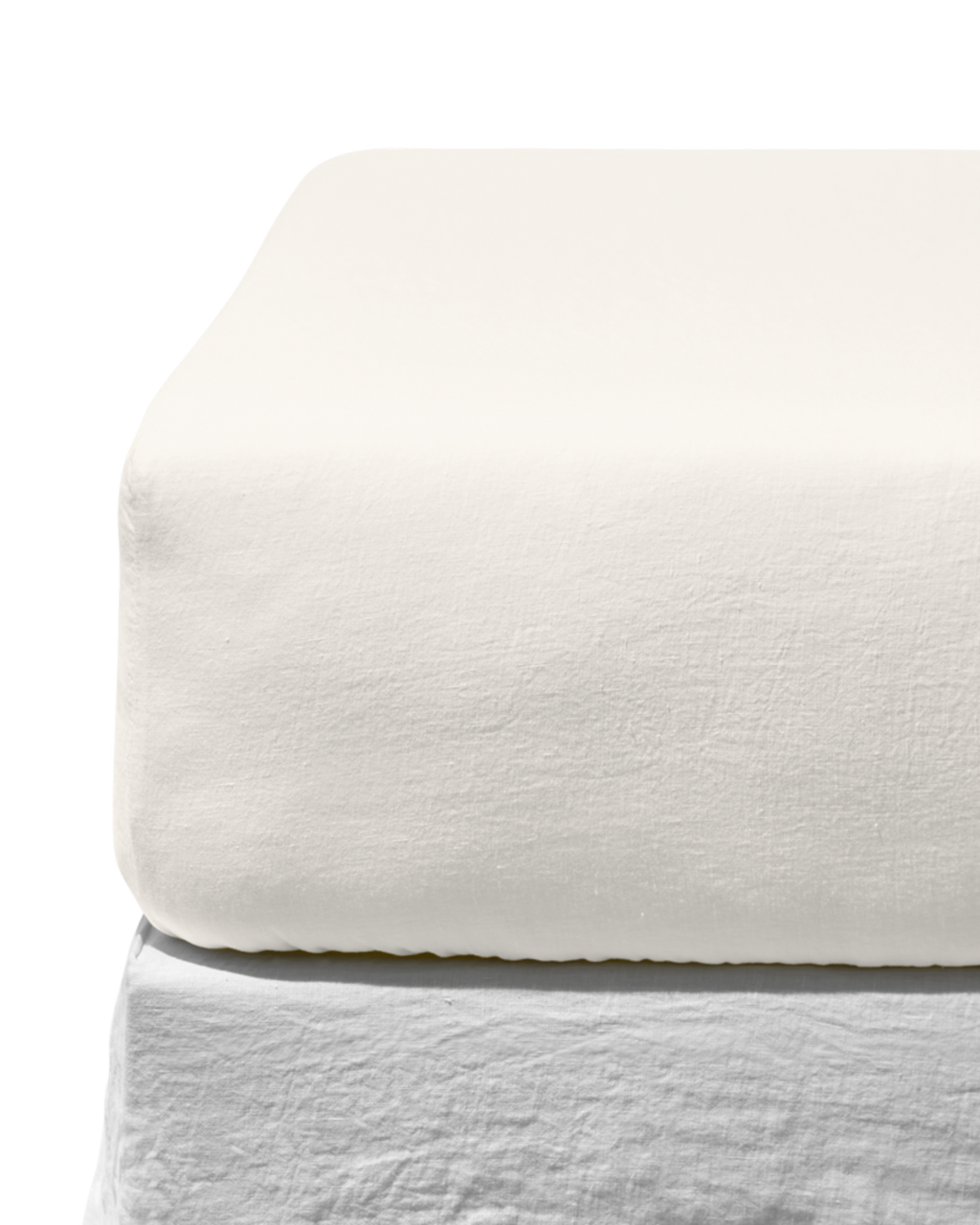 Merci - Washed linen fitted sheet - Seashell White