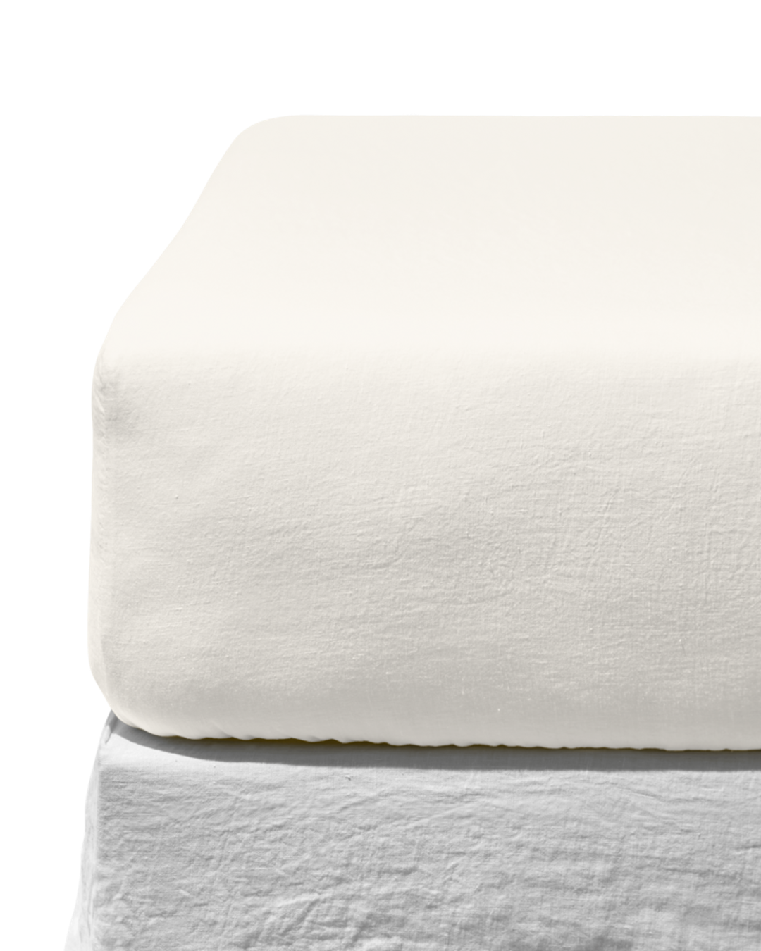 Merci - Washed linen fitted sheet - Seashell White