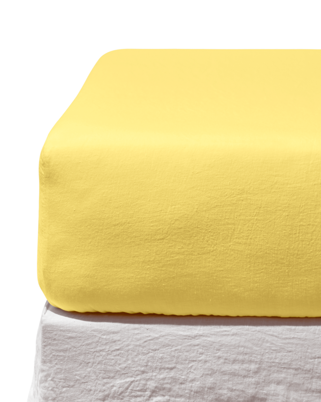 Merci - Washed linen fitted sheet - Lemonade Yellow