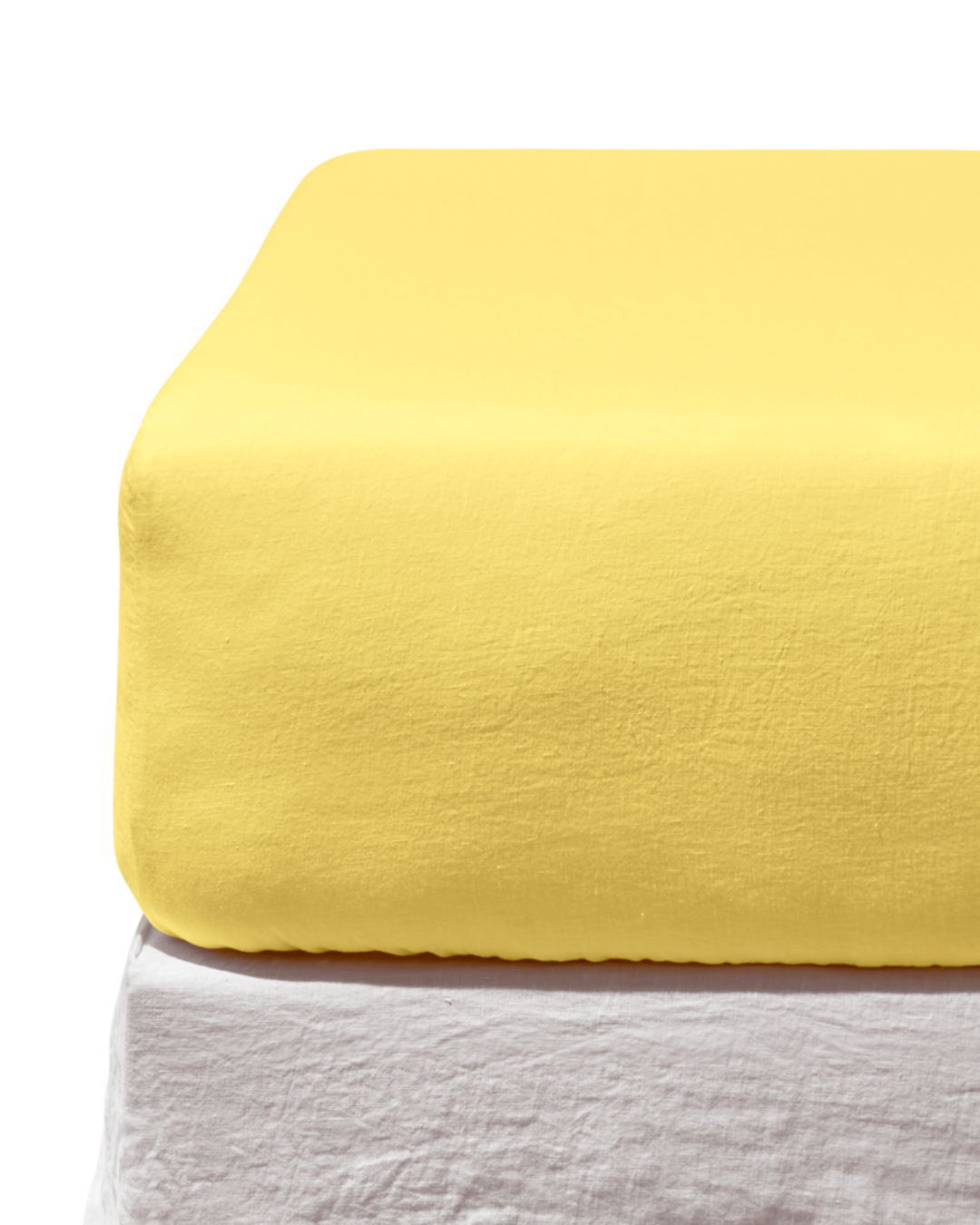 Merci - Washed linen fitted sheet - Lemonade Yellow