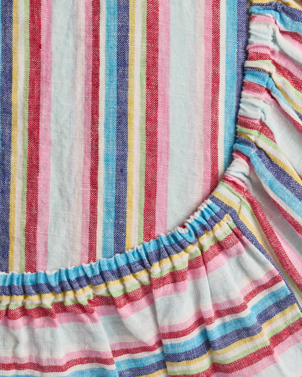 Merci - Washed linen fitted sheet - Parasol Stripes