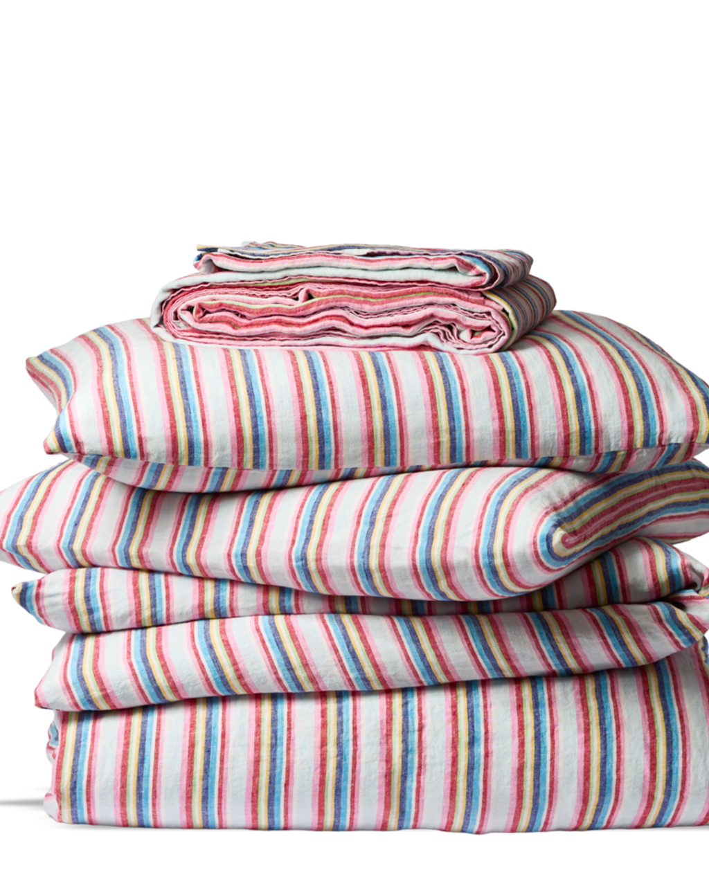 Merci - Washed linen fitted sheet - Parasol Stripes